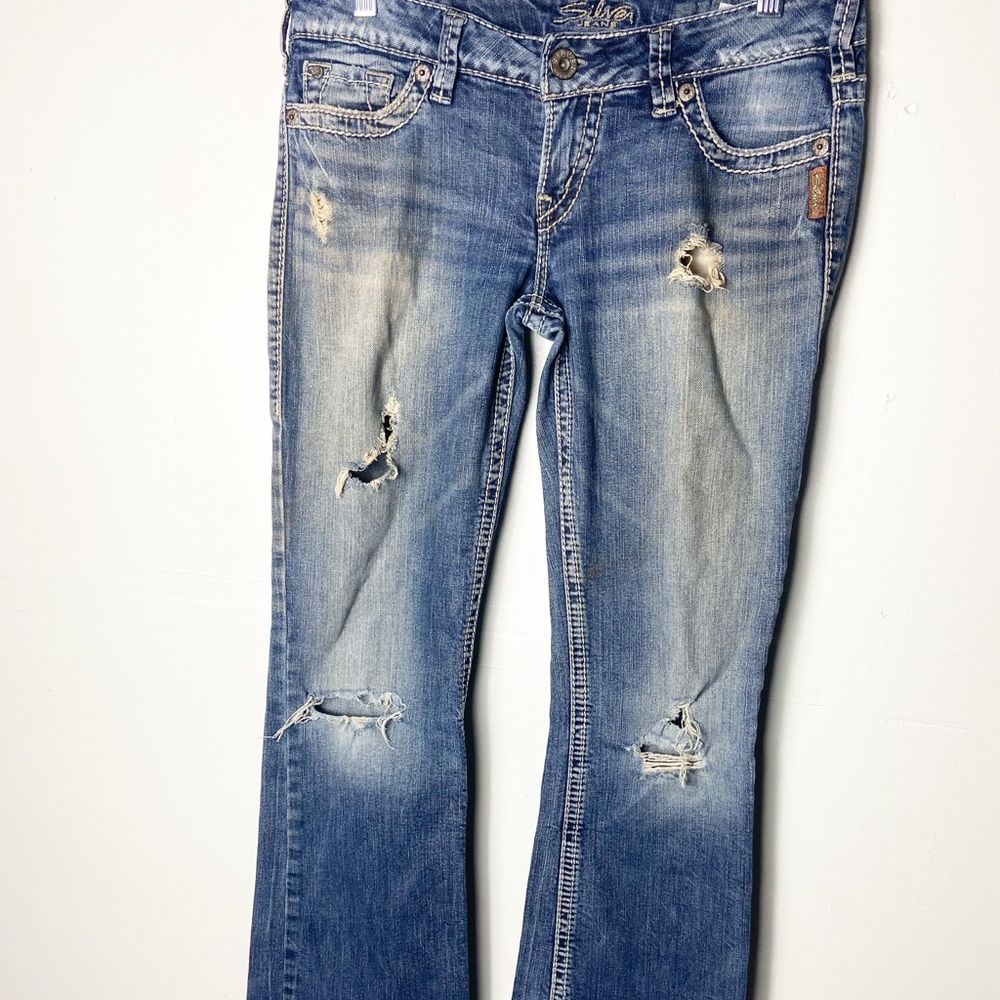 Silver Jeans Pioneer Distressed Bootcut Jeans